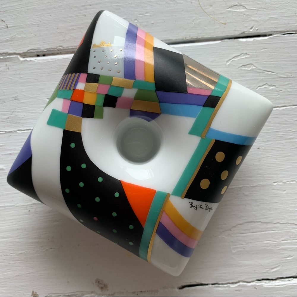 Brigitte Doege Rosenthal Studio Hand Painted Porcelain Candlestick Candle Holder